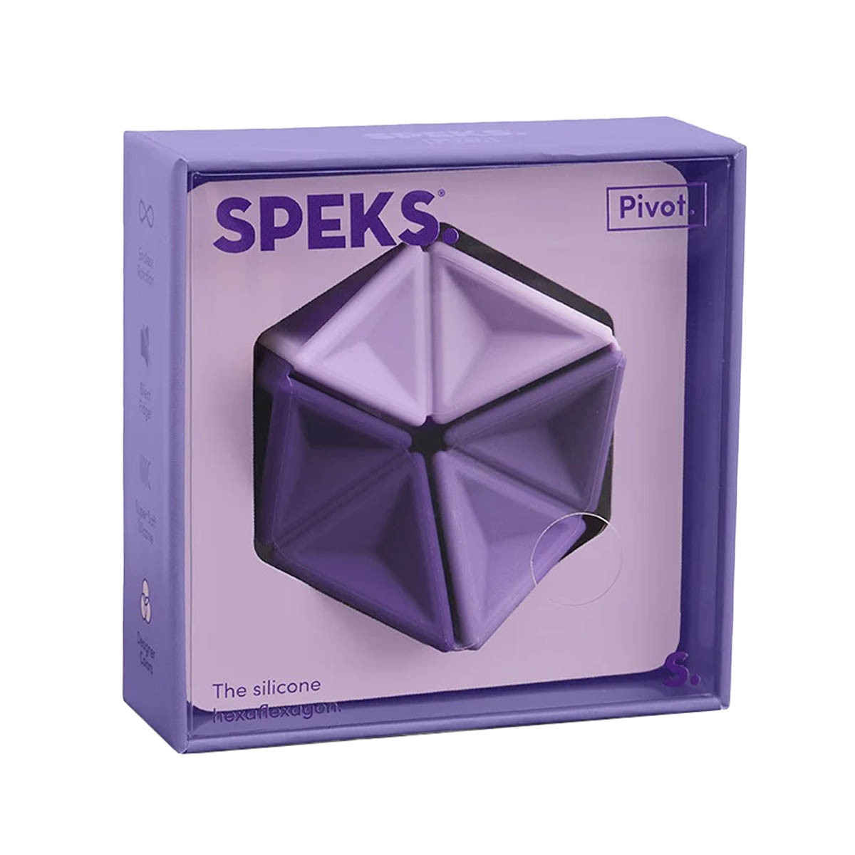 Speks pivot silicone flexagon fidget toy purple